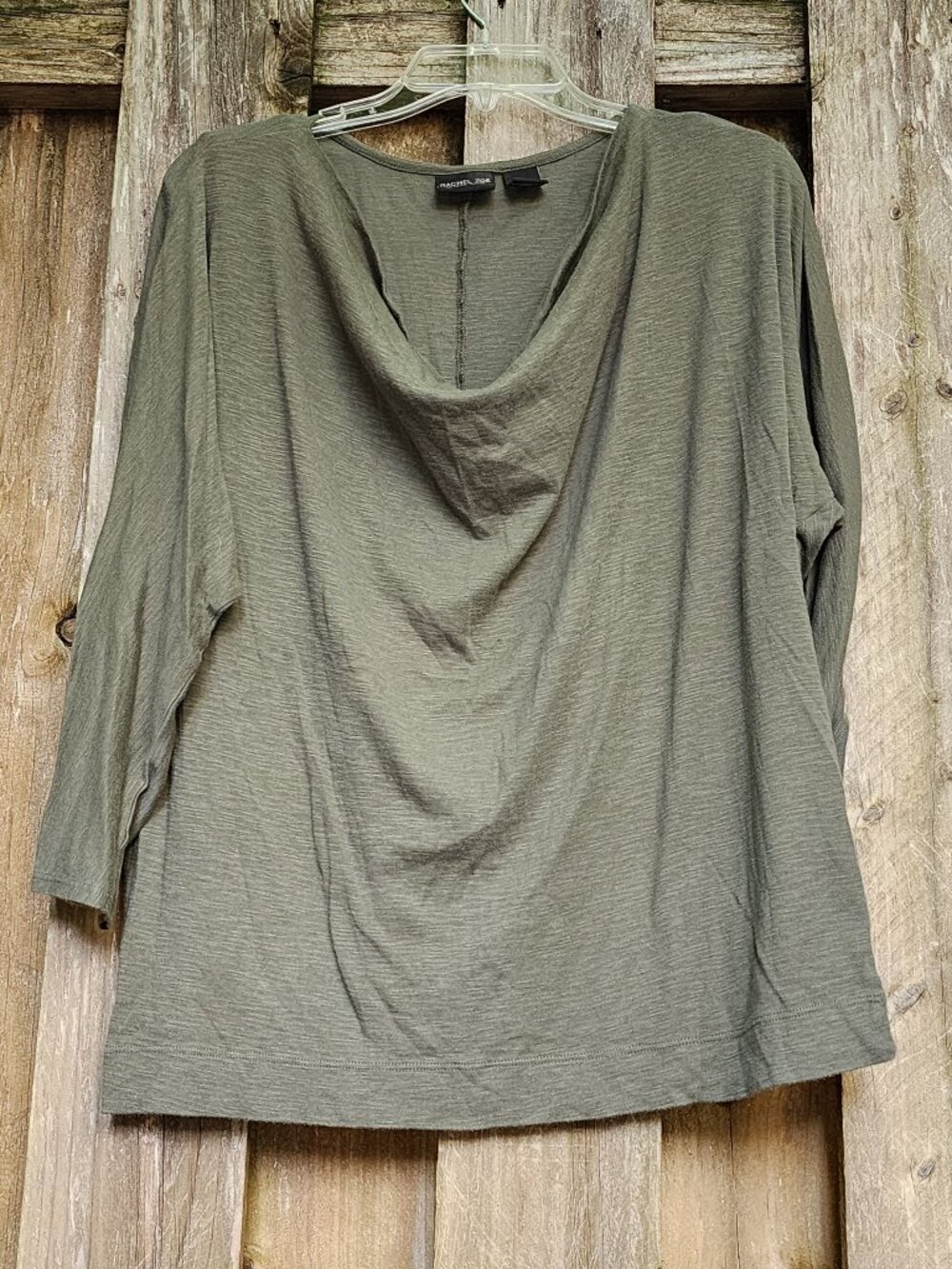 NWOT Rachel Zoe XL moss green 💚 draped neck, dolman sleeve fitted modal top